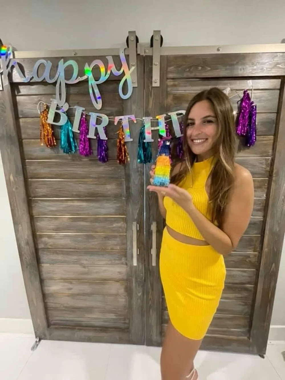 superdown Bright Yellow Ribbed Two-Piece Party Set